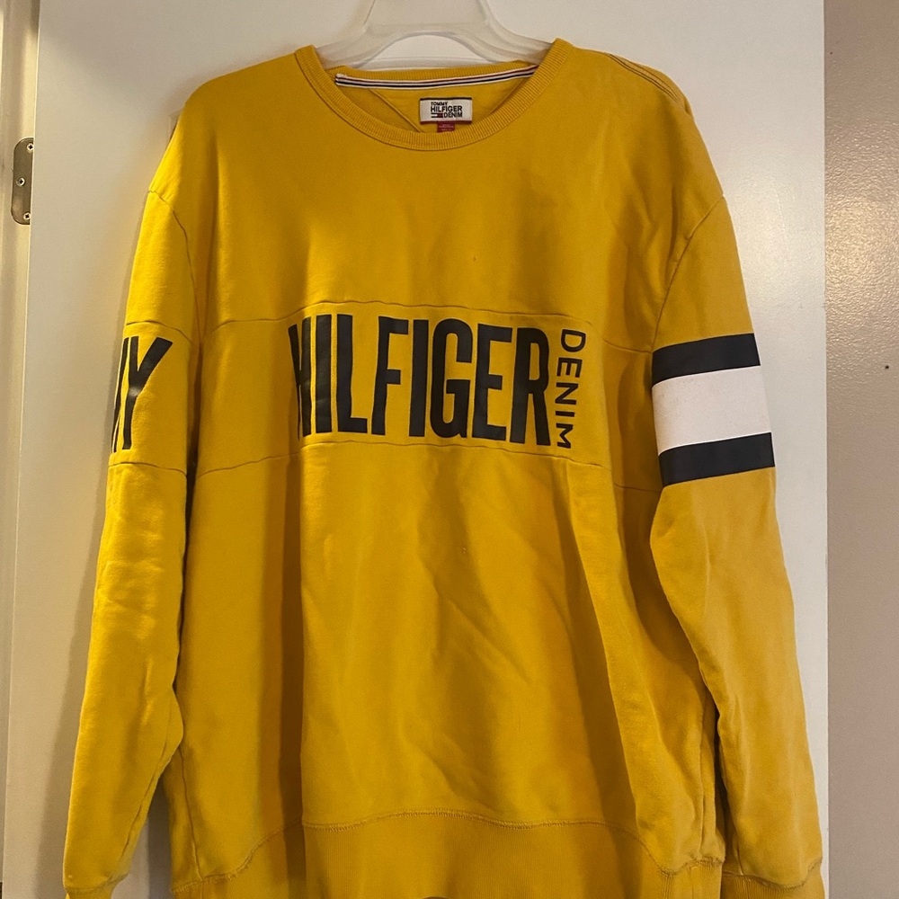 Tommy Hilfiger sweatshirt. More of a warmer yellow than what is showing.
